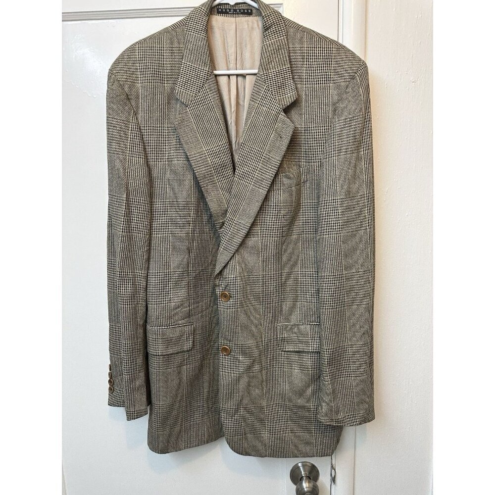 VTG Hugo Boss Men’s Three‎ Button Silk Wool Blend Blazer Size 42L Browns